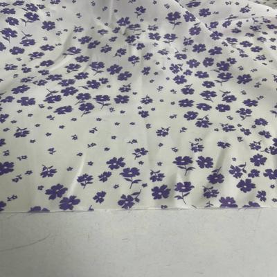 D313夏d季白底紫色小碎花雪纺布头 柔软垂坠透气连衣裙上衣diy面