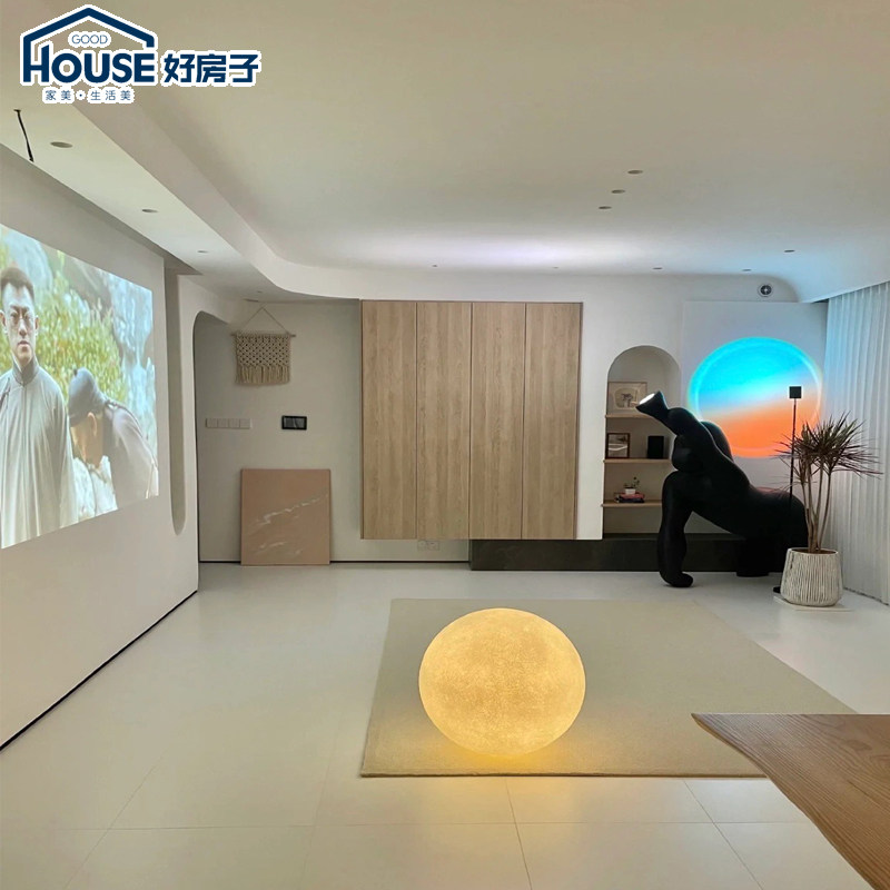 侘寂风素色微水泥瓷砖600x1200奶E白防滑的地砖半抛客厅饭厅通体