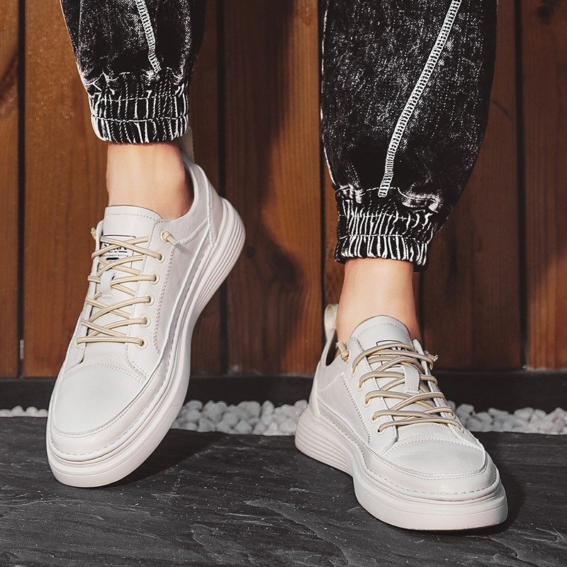 懒人小白鞋男百搭潮流休闲纯白板鞋男软底软皮一R脚蹬男鞋白色鞋,流行男鞋,休闲板鞋,淘宝优惠券,粉丝福利购,淘宝优惠卷