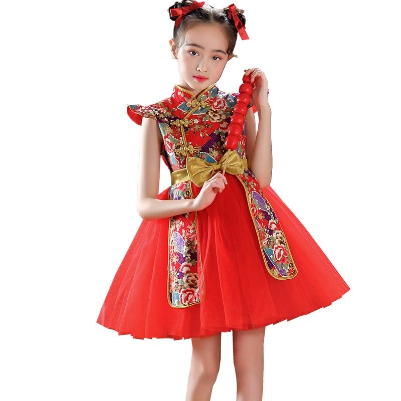 六一儿童中国红i说唱喜庆风梦娃秧歌服幼儿女O太平鼓民族舞蹈演出