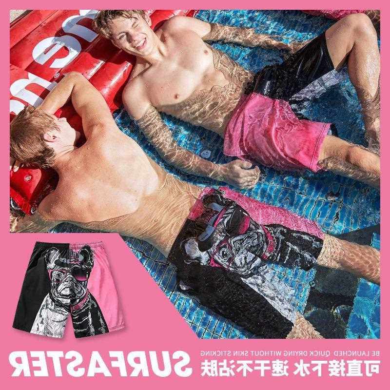 沙滩裤男情侣套装游泳裤女速干度假温泉裤三亚旅游宽松大码泳裤时