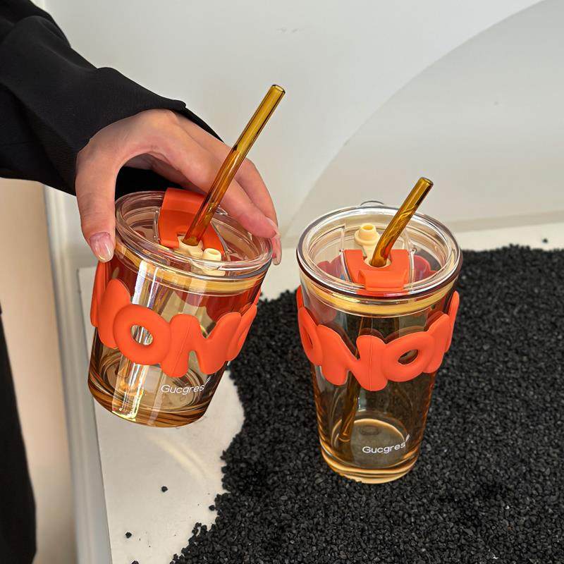 情侣吸管玻璃杯水杯2024新款女男士吸管杯办公茶杯咖啡杯喝水杯子,餐饮具,玻璃杯,淘宝优惠券,粉丝福利购,淘宝优惠卷
