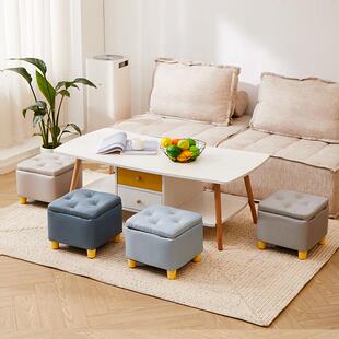 收纳小板凳客厅茶几方凳子换鞋凳科技布沙发凳储物家用凳脚凳矮凳
