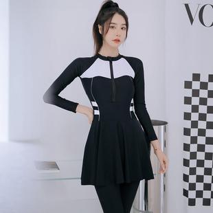 长袖 大胸海边分体大码 0830b 泳衣成人微胖显瘦遮肚连体裙式 女秋款