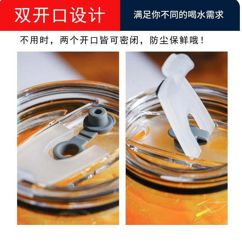 杯子女可爱少女玻璃杯带盖把吸管刻度办公室大容量水杯女耐热茶杯