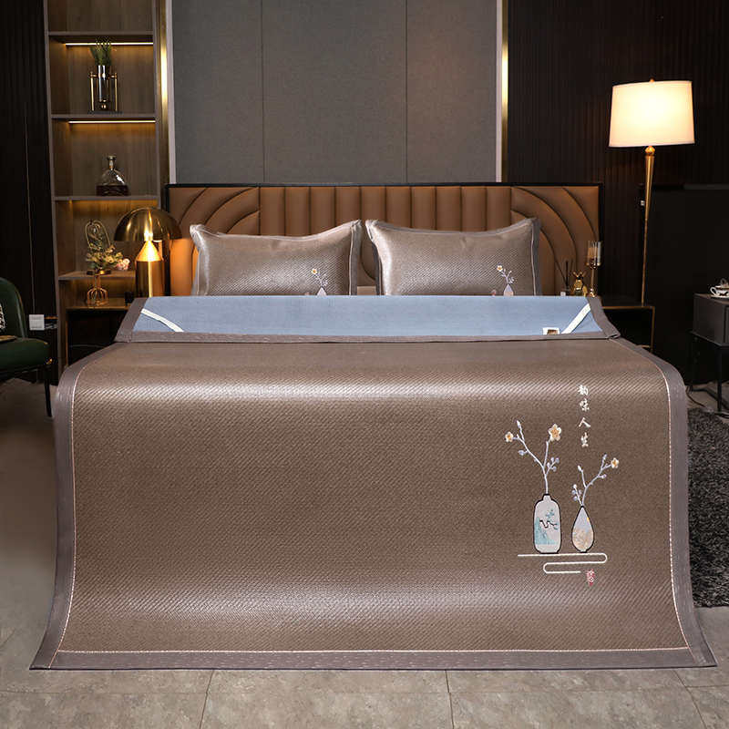 冰丝凉席1.8m床藤席绣花藤席单面冬夏两用席子1.5可折叠草席夏季,床上用品,藤席,淘宝优惠券,粉丝福利购,淘宝优惠卷