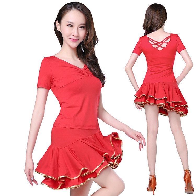 广场舞服装裙子套裙网纱袖短裙套装成人拉丁舞夏女交谊跳舞蹈衣服,运动/瑜伽/健身/球迷用品,拉丁舞练习套装,淘宝优惠券,粉丝福利购,淘宝优惠卷