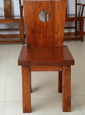 实木餐椅家用简约现代白色靠背全榆木椅子凳子酒店餐厅餐桌椅
