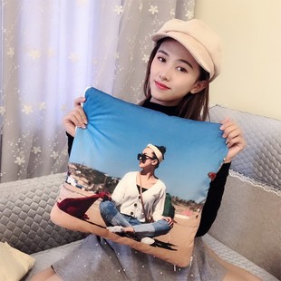 图片定制可印照片diy汽车载送男友抱枕头被子两用可折叠定做