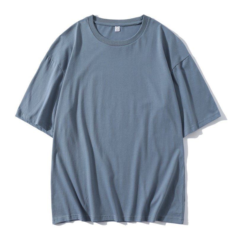 定制t恤五分袖落肩班服文化衫印logo图公司工作服宽松学生服