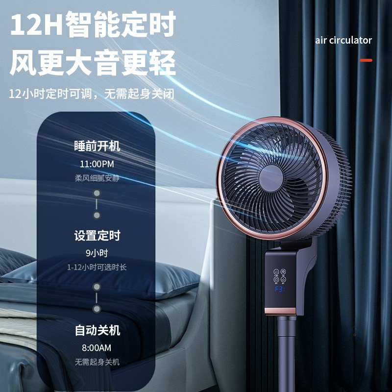 空气循环电风扇2024新款360度旋转智能语音家T用摇头落地超静音