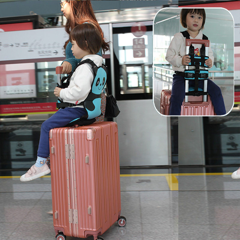 儿童行李箱坐垫小孩可骑拉杆箱安全背带宝宝旅游便携简易出行靠垫