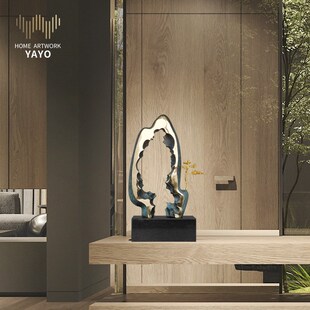 全铜山奇石酒店大堂摆件迎客松新中式样板房艺术装饰开业送礼物