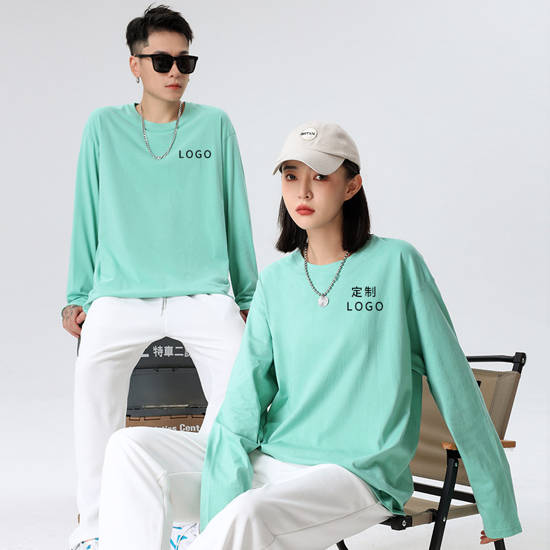 圆领长袖t恤diy定做印字班服工作服情侣定制logo文化衫工作服