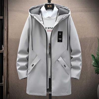 2023 Men Casual Long Jackets Coats Hooded Streetwear Hip Hop
