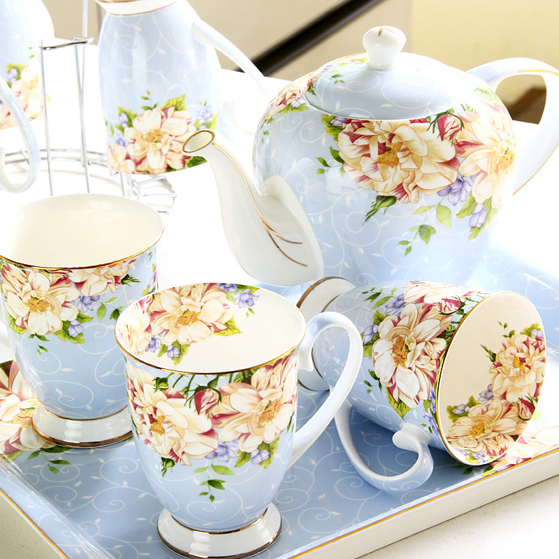 陶瓷杯具家用水杯套装 杯子托盘水壶水具欧式耐热家用冷水壶结婚,餐饮具,水具套装,淘宝优惠券,粉丝福利购,淘宝优惠卷