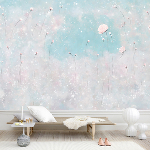 新款2023美式壁布田园小花朵客厅沙发壁纸电视背景墙壁纸自粘卧室