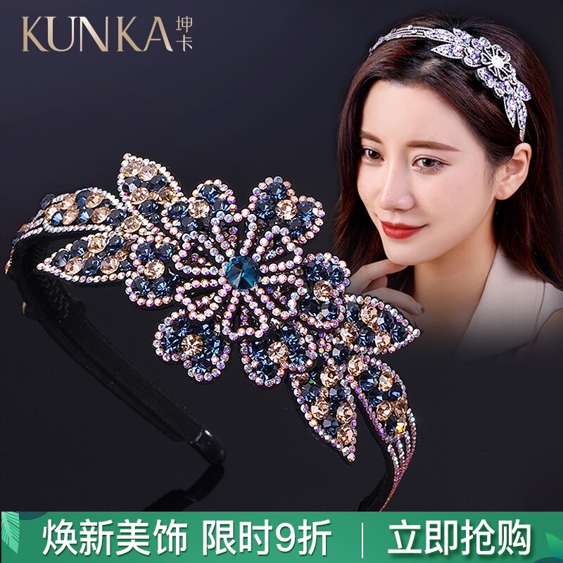 发箍宽边花朵甜美头箍水钻压发卡成年遮白发夹带钻女头饰百搭外出