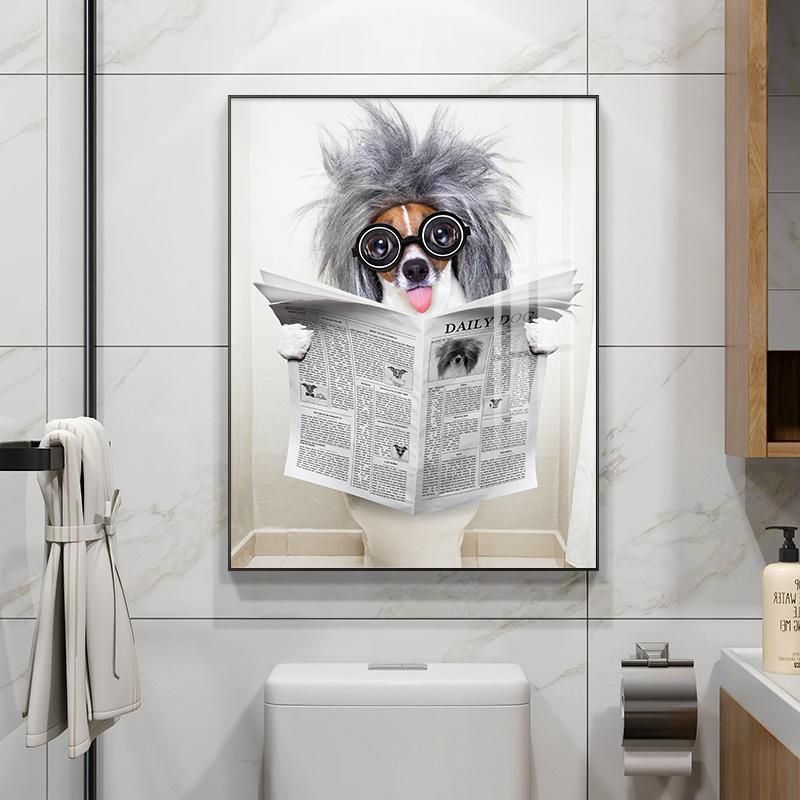 现代简约卫生间装饰画浴室淋浴房卡通动物门口墙上装Y饰画防水挂图片