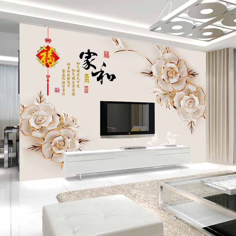 电视背景墙壁纸现代简约立体墙纸8d中式壁画18D客厅大气影视墙布