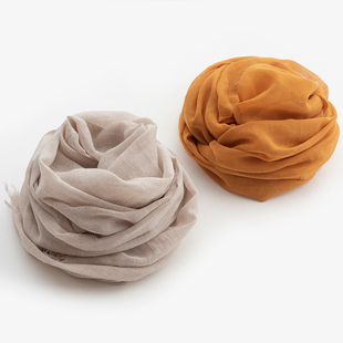 8麻2棉 纯色日系棉q麻围巾女春秋薄款披肩简约冬季保暖男女大丝巾