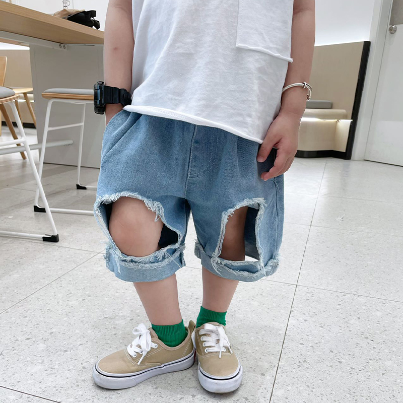 男童夏季牛仔短裤男孩中裤小童夏装儿童J五分裤夏款薄款裤子炸街