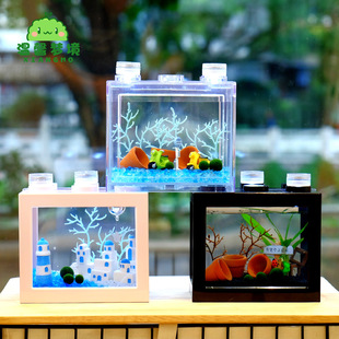 直销迷你水培植物小盆栽创q意礼物奇妙小屋海藻球微景观生态缸鱼