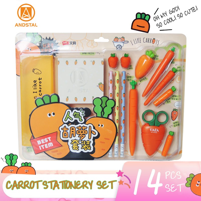 Super Cool Cute Carrot Stationery Set Kawaii stationary set