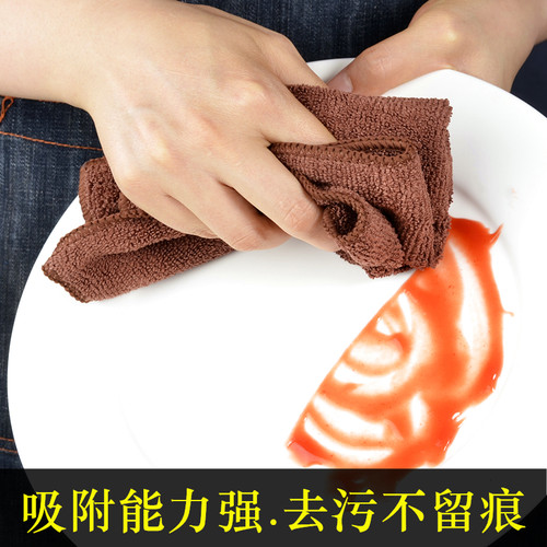 奶茶店吧台清洁布擦桌抹布吸水不掉DE毛加厚毛巾餐厅方巾保洁抹布