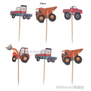 Cake 7pcs excavator Construction vehicle Toppers for
