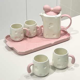 喝水杯家用陶瓷茶具水具茶F杯茶壶乔迁新居客厅桌面待客 杯子套装
