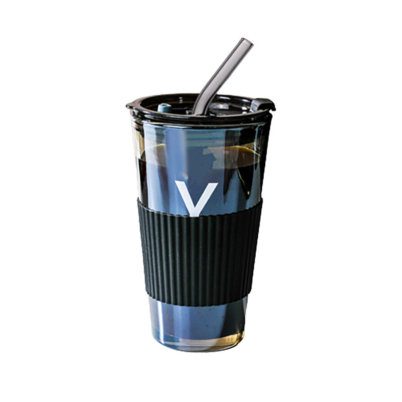 玻璃吸管杯女生耐热水杯男咖啡杯便携式F新款2022豆浆果汁奶茶杯