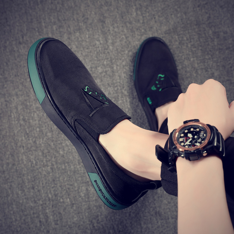 夏季新款2021帆布男一脚蹬懒人鞋子韩版潮流运动休闲布鞋板鞋百搭,流行男鞋,布鞋,淘宝优惠券,粉丝福利购,淘宝优惠卷