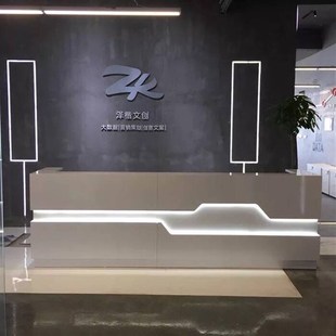科技公司前c台接待台仿大理石吧台简约现代酒店收银台烤漆办公桌