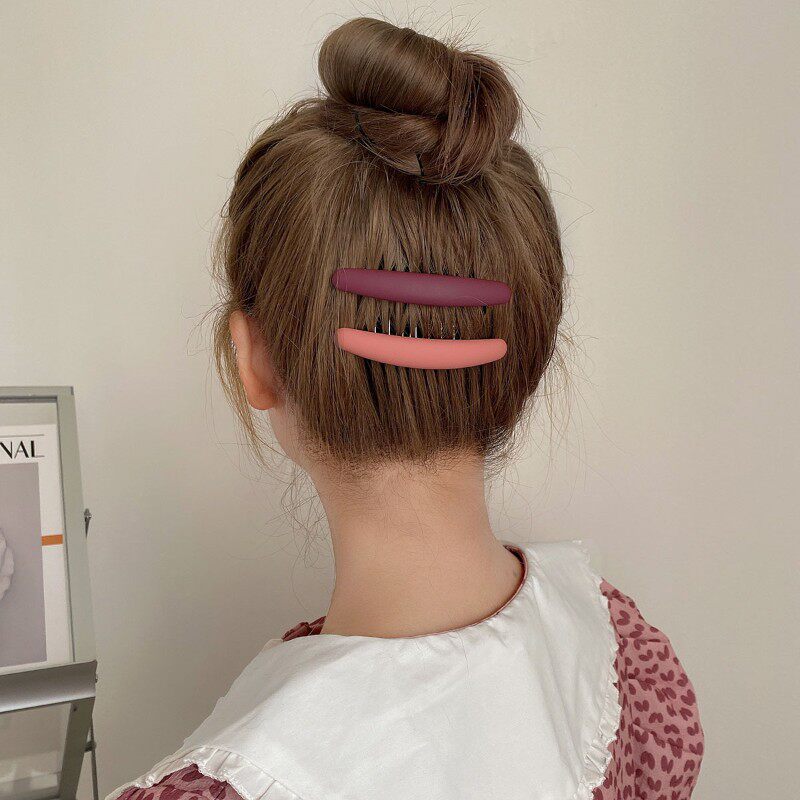 倒插刘海发梳盘头发饰韩系少女感甜美插J梳后脑勺碎发盘发发卡插