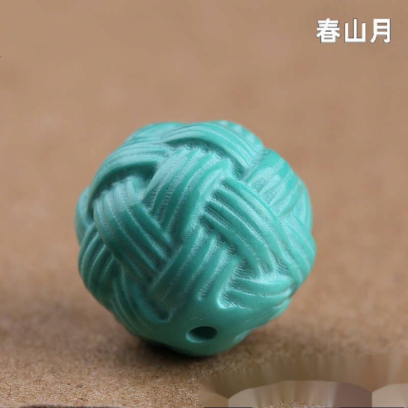 高瓷菱镁b矿绿松石配饰文玩雕刻绣球圆珠 饰品配件手串配珠变色