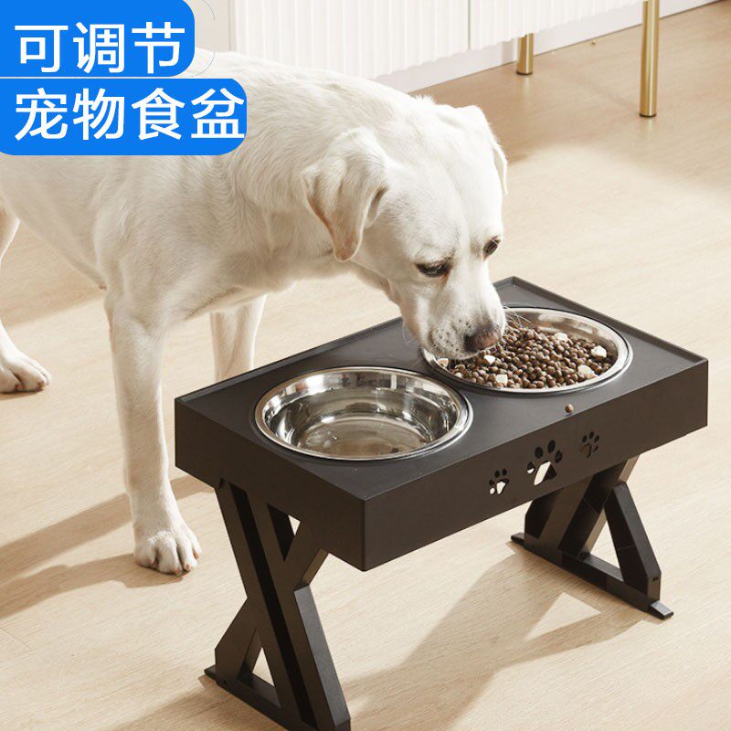 狗碗狗食盆双碗大狗狗大型u犬防打翻高脚饮水碗大号宠物碗金毛用