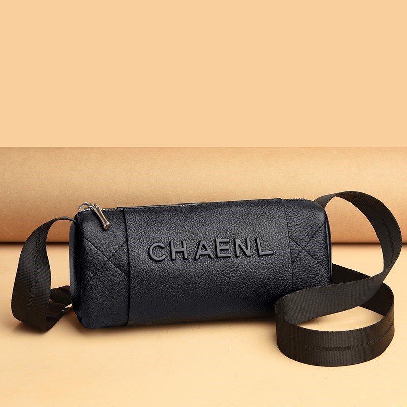 潮牌新款高级感圆筒包包女士网红时尚头层牛皮百搭单肩斜挎包