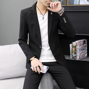 休閑男士 2021新款 西 潮流兩件套商務正裝 男韓版 e春秋白色西裝 套裝