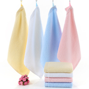 加厚柔软毛巾吸水幼儿园方巾擦手洗脸手帕家用儿W童宝巾有挂U