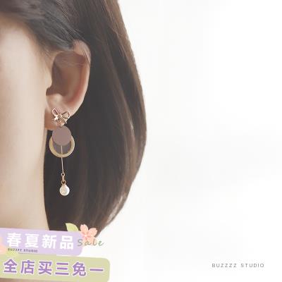 u百搭簡約耳飾品長版 不對稱耳環(huán)女f氣質個性 幾何耳墜修面耳針