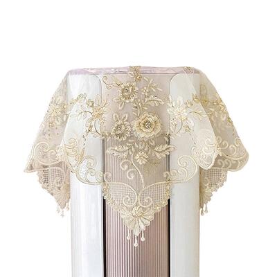 空调盖布圆柱形空调柜机立式小家电防尘罩顶部盖巾蕾丝可开机不取