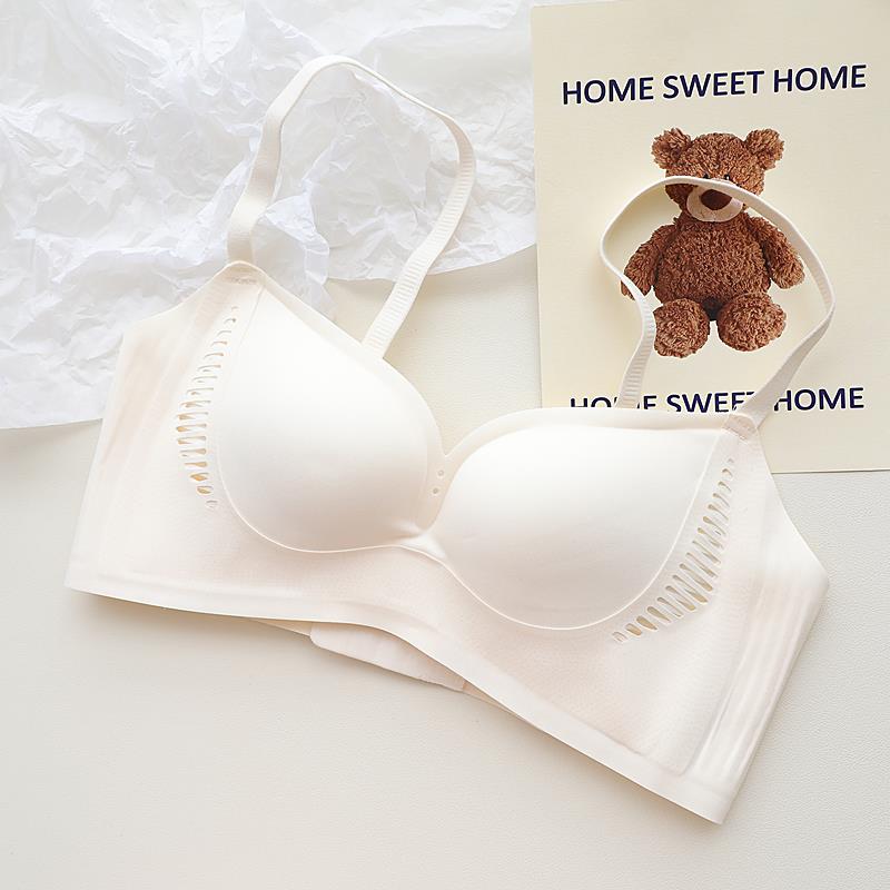 无痕裸感内衣女无钢圈固定杯果冻软支撑收副乳防下垂小胸聚拢文胸