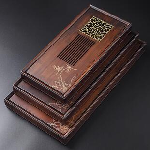 茶盘长方形茶小托盘简约家居百搭茶台盛水盘 咏瓷家用胡桃木储水式