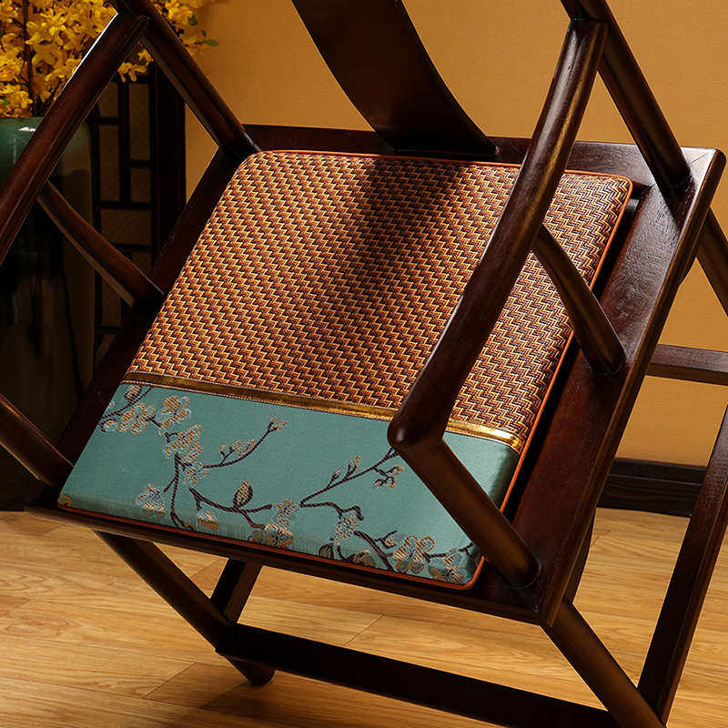 新中式椅垫凳子垫子夏天红木沙发垫坐垫办公室椅子垫夏季藤席座垫