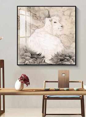 三羊开泰 装饰画 餐厅餐桌入户门玄关画国画竖式 关于羊的挂画