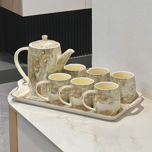 水杯家用茶具套装家用欧式客厅陶瓷杯具茶杯子茶壶整套带托盘