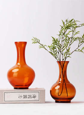 新中式琉璃花瓶玻璃展示罩摆件样板房间隔断书房茶室家居软装饰品