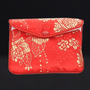 红色珠宝首饰锦囊小布袋定做刺绣花绸布锦袋拉链收纳包袋初十发货