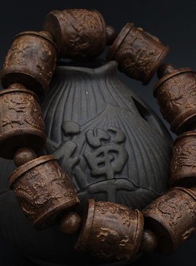 文玩沉香木黑檀木雕刻龙珠珠佛珠手串送礼串珠配饰手链男女款